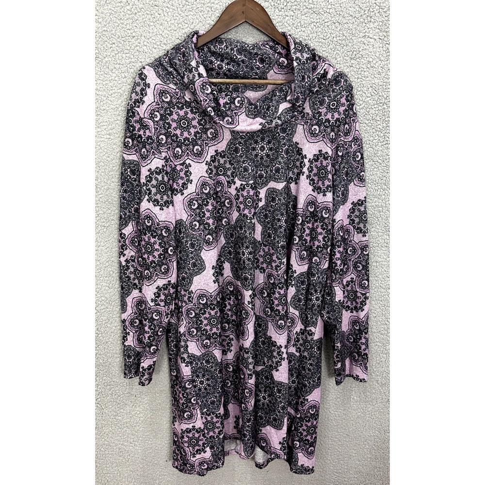 Ruby Rd Woman 1X Purple Black Cowl Neck‎ Top Y2K Indie Sleaze Retro Boho Grunge